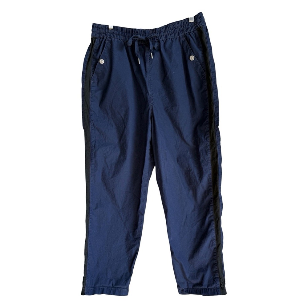 Maeve Anthropologie Tenley Twill Track Pants Size Large Navy Blue Tuxedo Stripe